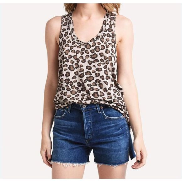 Monrow Scoop Neck Leopard Print Tank Top - Women’s US M - Picture 1 of 8